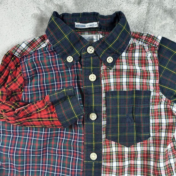Ralph Lauren Other - Ralph Lauren Baby Boy Shirt 6M Plaid Button Up Tartan Patchwork Stretch